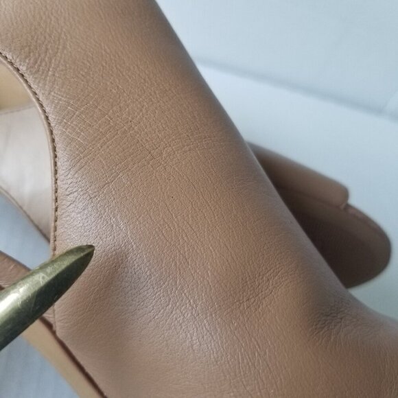 Vince Camuto Olivia Tan Leather Shootie Open Toe Sandal Heels 4" Dressy Date 11 - Picture 13 of 16